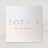 Chic Modern Minimalistisch Luminous Silver Square Quadratische Visitenkarte (Vorderseite)