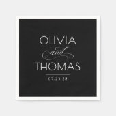Chic Modern Minimalistisch Typografy Black Wedding Serviette (Vorderseite)