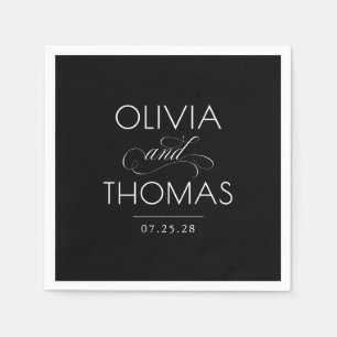 Chic Modern Minimalistisch Typografy Black Wedding Serviette