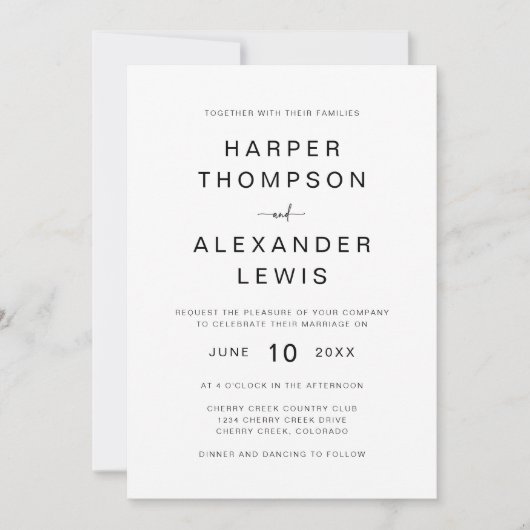 Chic Modern Minimalistisch Typografy Wedding Einladung (Vorderseite)