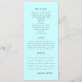 Chic Modern Mint Blue Wedding Program Rack Card Programm (Rückseite)