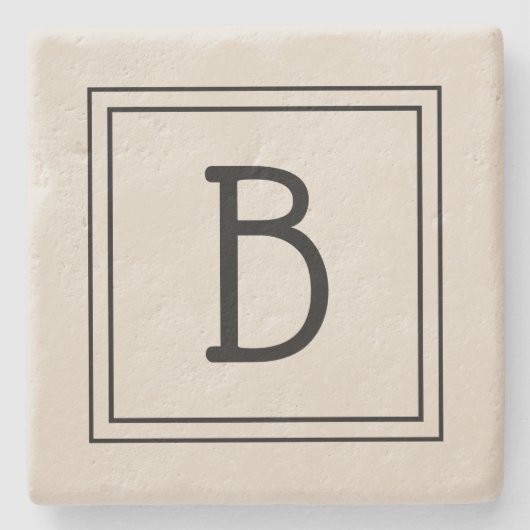 Chic Modern Mit Monogramm Tan & Black Initial Steinuntersetzer (Vorderseite)