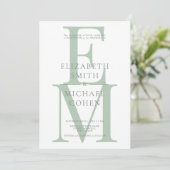 Chic Modern Monogram Initial Sage Green Wedding Einladung (Stehend Vorderseite)