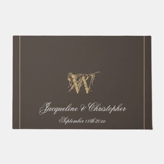 Chic Modern Monogram Names Newlyweds Wedding Fußmatte (Vorderseite)