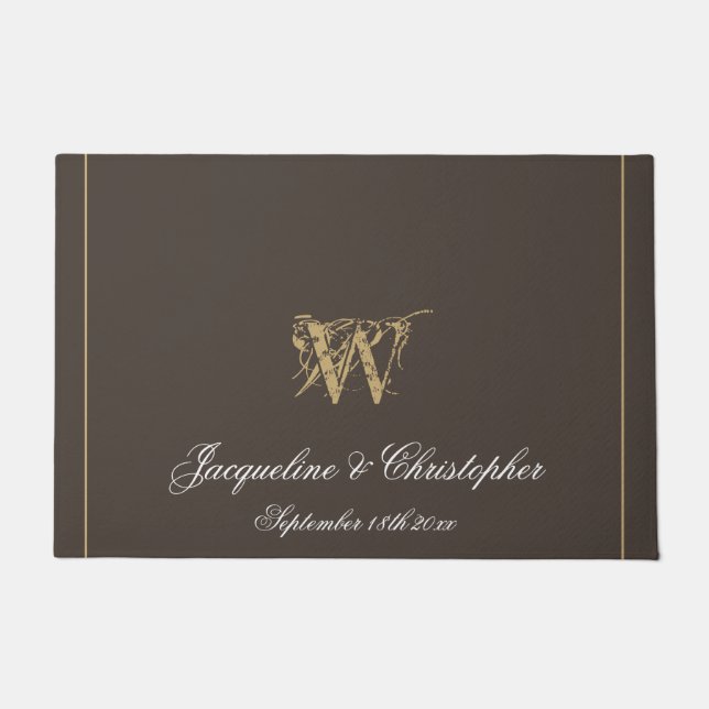 Chic Modern Monogram Names Newlyweds Wedding Fußmatte (Vorderseite)