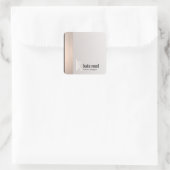 Chic Modern Monogram Rose Gold Stripe Grau Quadratischer Aufkleber (Tasche)