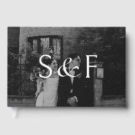 Chic Modern Monogram Script Wedding Gästebuch