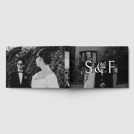 Chic Modern Monogram Script Wedding Gästebuch (Voll)