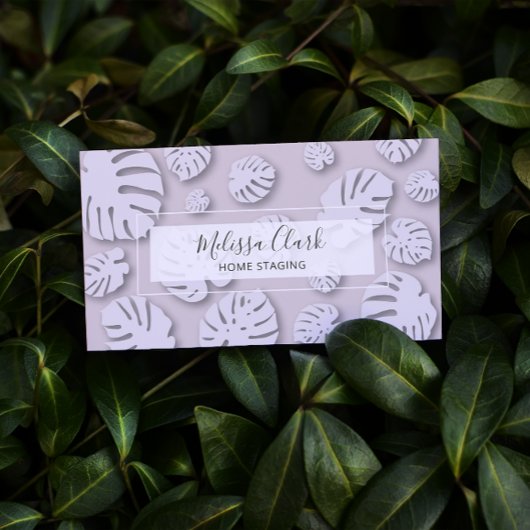 Chic Modern Monstera Leaf Tropisches Muster Visitenkarte