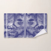 Chic Modern Navy and Dusty Blue Marmor Monogram Badhandtuch Set (Handtuch)