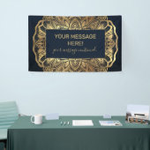 Chic Modern Navy Blue Gold Mandala Banner (Messeveranstaltung)