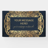 Chic Modern Navy Blue Gold Mandala Banner (Horizontal)