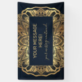 Chic Modern Navy Blue Gold Mandala Banner (Vertikal)