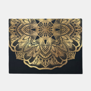 Chic Modern Navy Blue Gold Mandala Fußmatte