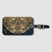 Chic Modern Navy Blue Gold Mandala Gepäckanhänger (Vorderseite (Horizontal))