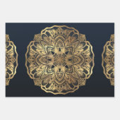Chic Modern Navy Blue Gold Mandala Geschenkpapier Set (Vorderseite 2)