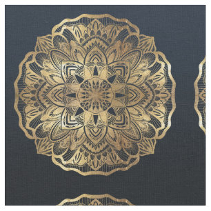 Chic Modern Navy Blue Gold Mandala Stoff
