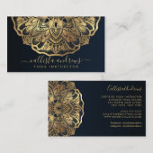 Chic Modern Navy Blue Gold Mandala Yoga Instructor Visitenkarte (Vorne/Hinten)