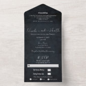 Chic Modern Navy Blue Texture Wedding Foto All In One Einladung (Innen Boden)