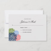 Chic Modern Navy Pink Green Blume Petals UAWG RSVP Karte (Vorderseite)