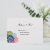 Chic Modern Navy Pink Green Blume Petals UAWG RSVP Karte (Stehend Vorderseite)