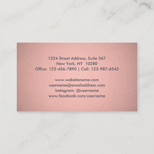 Chic Modern Navy und Pink Zickzack Imitats Foil Visitenkarte (Rückseite)