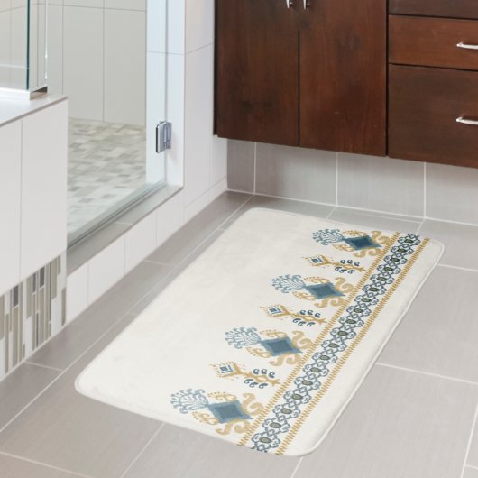 Chic Modern Neutral Aquamarin Blue Ikat Tribal Mus Badematte