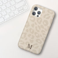 Chic Modern Neutral Leopard Print Monogram