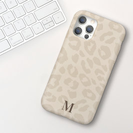 Chic Modern Neutral Leopard Print Monogram Case-Mate iPhone Hülle
