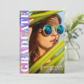 Chic Modern Opal Foto Abschluss Ankündigung (Stehend Vorderseite)