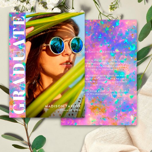 Chic Modern Opal Foto Abschluss Ankündigung