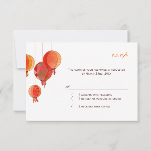 Chic Modern Paper Lanterns Wedding RSVP (Vorderseite)