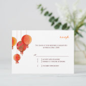 Chic Modern Paper Lanterns Wedding RSVP (Stehend Vorderseite)