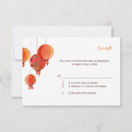 Chic Modern Paper Lanterns Wedding RSVP Karte