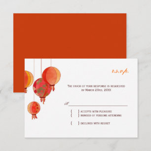 Chic Modern Paper Lanterns Wedding RSVP Karte