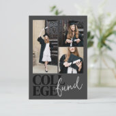 Chic Modern Photo Charcoal College Fund Graduation Begleitkarte (Stehend Vorderseite)