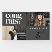 Chic Modern Photo Charcoal Graduation  Banner (Horizontal)