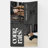 Chic Modern Photo Charcoal Graduation Banner (Vertikal)