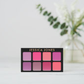 Chic Modern Pink Eyeshadow Pallete Makeup Artist Visitenkarte (Stehend Vorderseite)