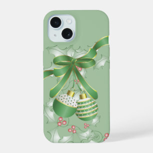 Chic Modern Pink Green Christmas Joy iPhone 15 Hülle