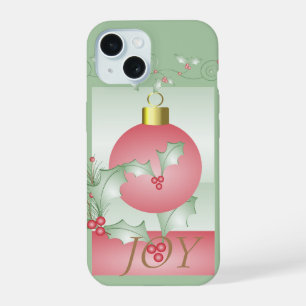 Chic Modern Pink Green Christmas Joy iPhone 15 Hülle