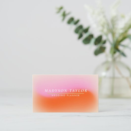 Chic Modern Pink Orange Gradient Visitenkarte (Stehend Vorderseite)