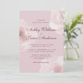 Chic Modern Pink Rose Lila Hochzeit Einladung (Stehend Vorderseite)