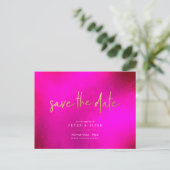 Chic+Modern Pink Signature Script, Save the Date Postkarte (Stehend Vorderseite)