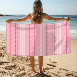 Chic Modern Pink Strip Muster Strandtuch