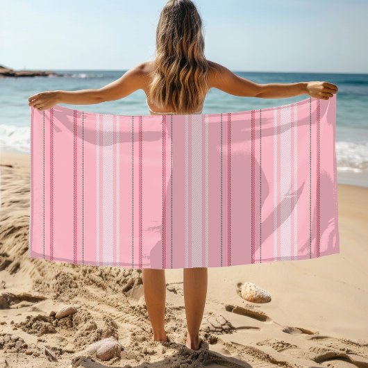 Chic Modern Pink Strip Muster Strandtuch