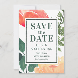 Chic Modern Pink Watercolor Foto Hochzeit Save The Date