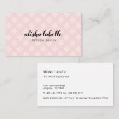 Chic & Modern Plush Pink Kariert Visitenkarte (Vorne/Hinten)