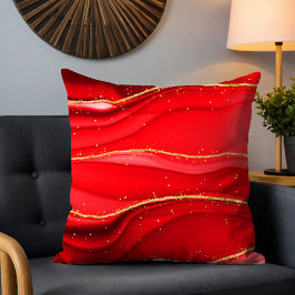 Chic Modern Red Abstrakt Wave Gold Glitzer Sparkle Kissen