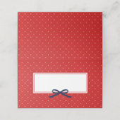 Chic Modern Red Polka Dot mit Blue Ribbon Platzkarte (Außenseite Aufgefaltet)